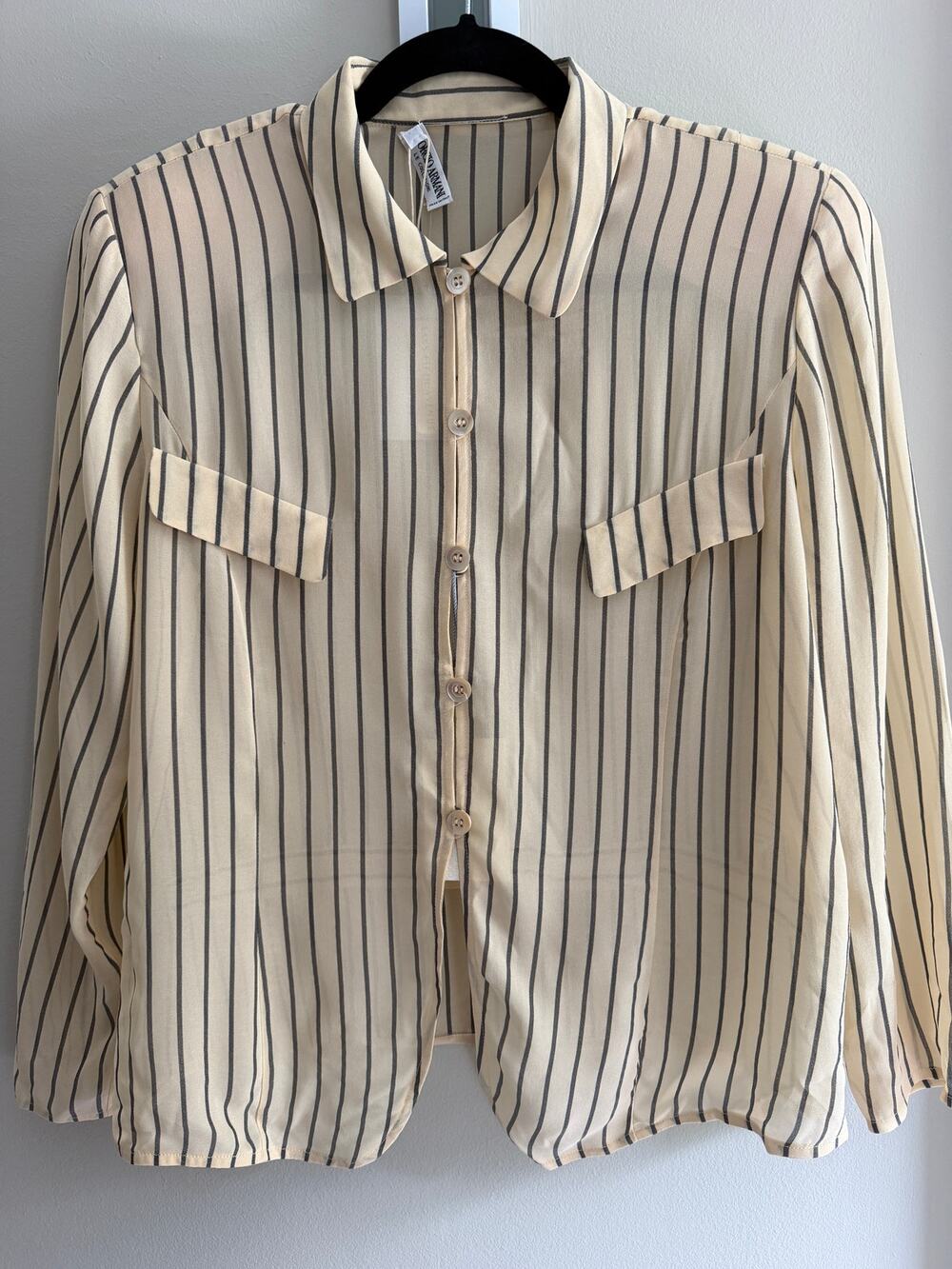 Armani Silk Striped Button Down NWT Vintage